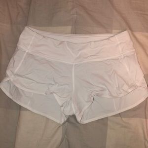 White lululemon speed up shorts